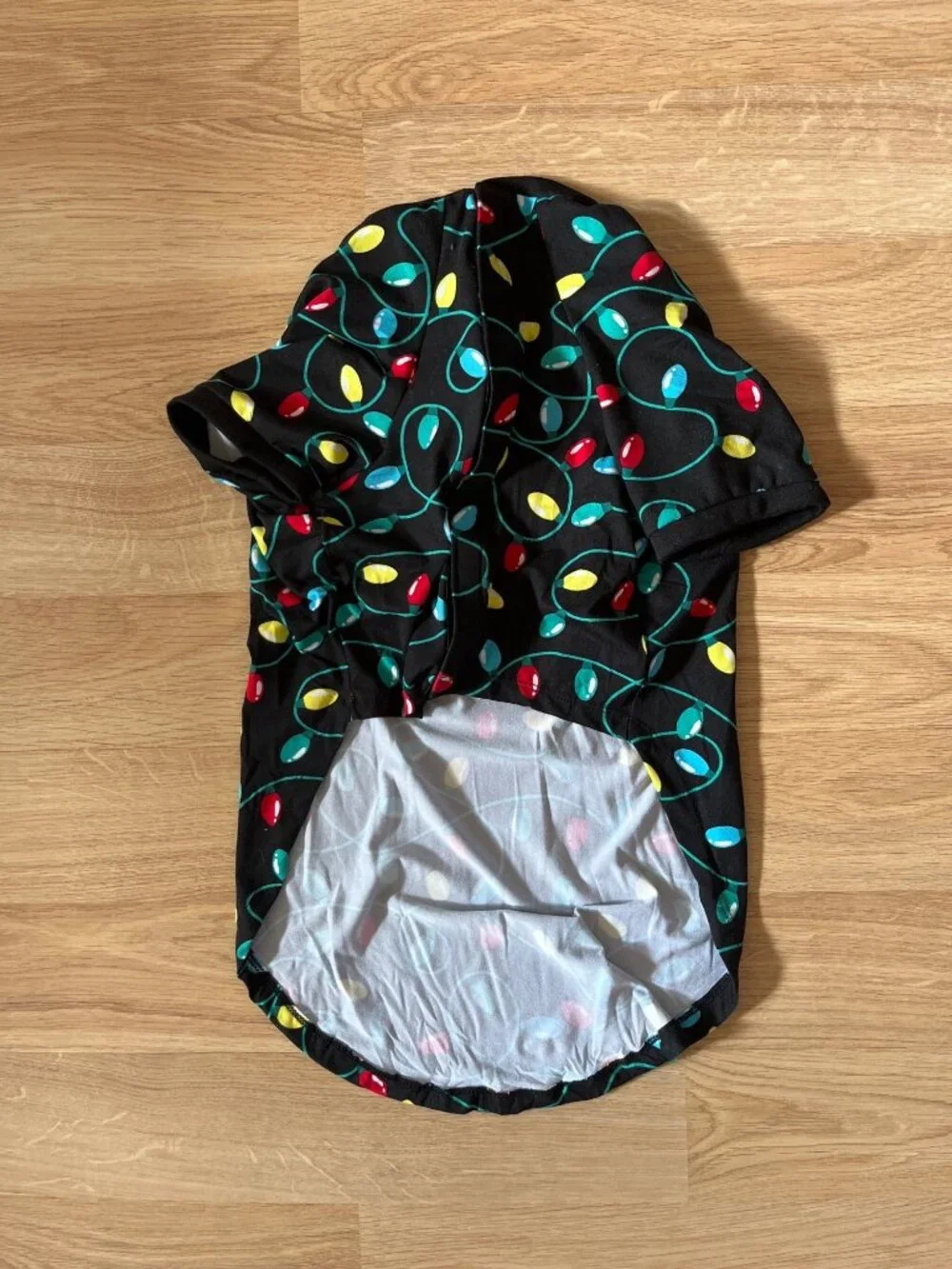 NWT Holiday Time Dogs Large Black Short Sleeve Shirt Christmas Lights